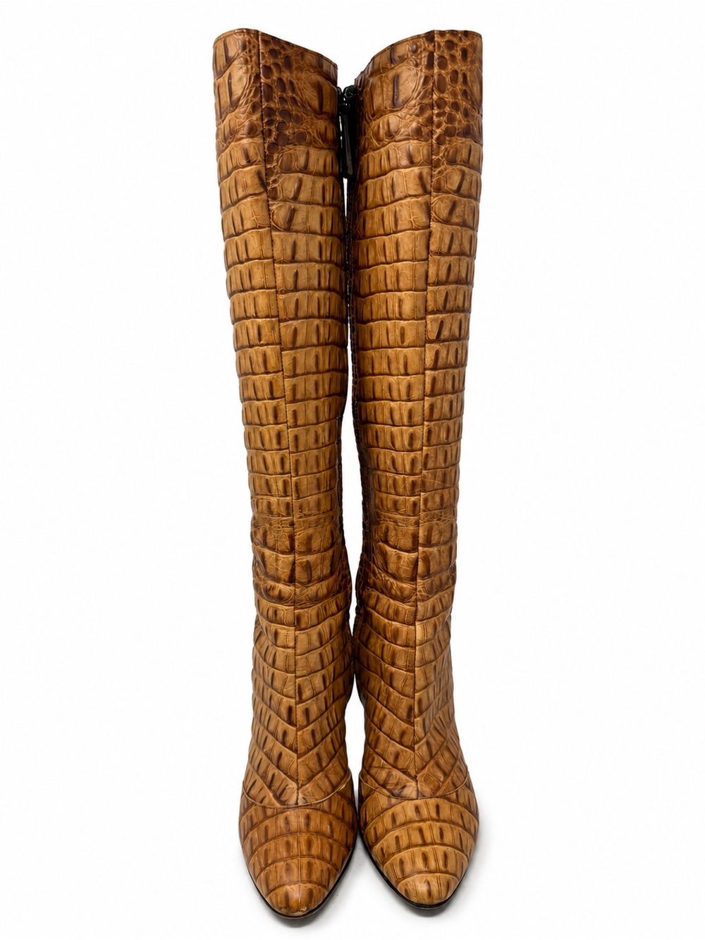 Giuseppe Zanotti Vintage Y2K Croc Embossed Lace Up Knee High Boots Womens EU 38 - Picture 3 of 9